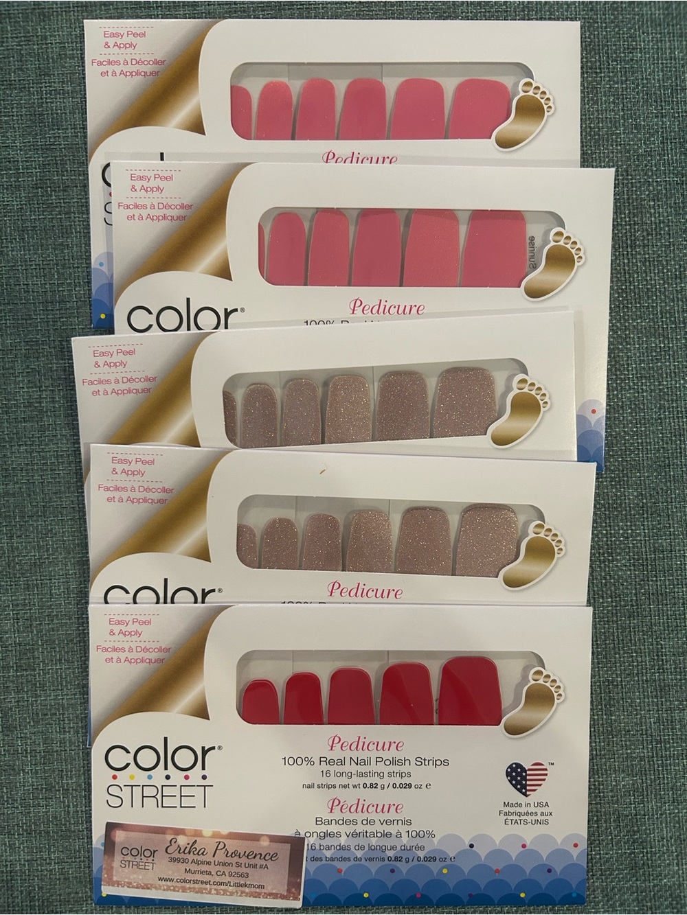 Color Street Pedicure Nail Polish Strips Lot of 5 NEW Retired Colors